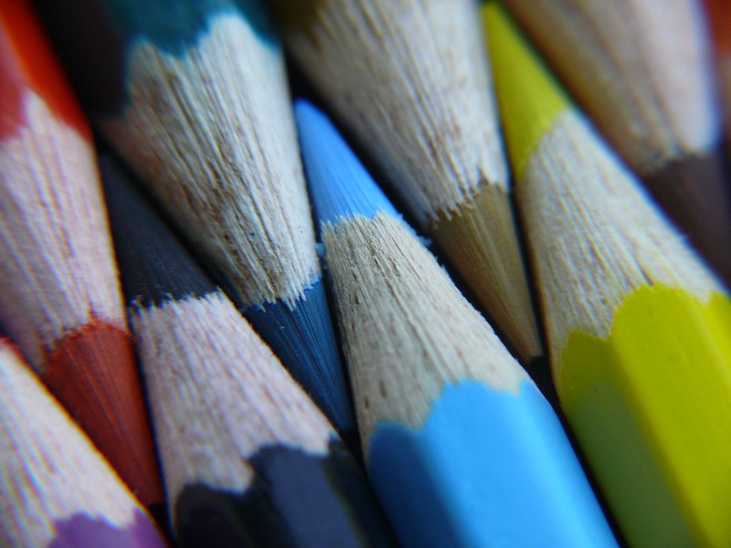 macro photograph of colored pencils