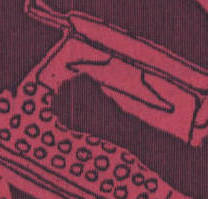 abstracted typewriter in black on red paper